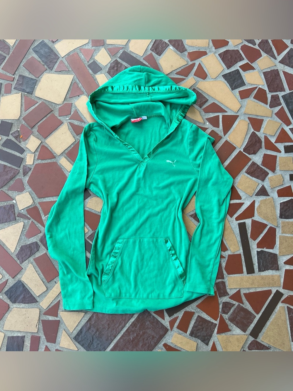 Y2K Puma Green Women's Hooded Pullover